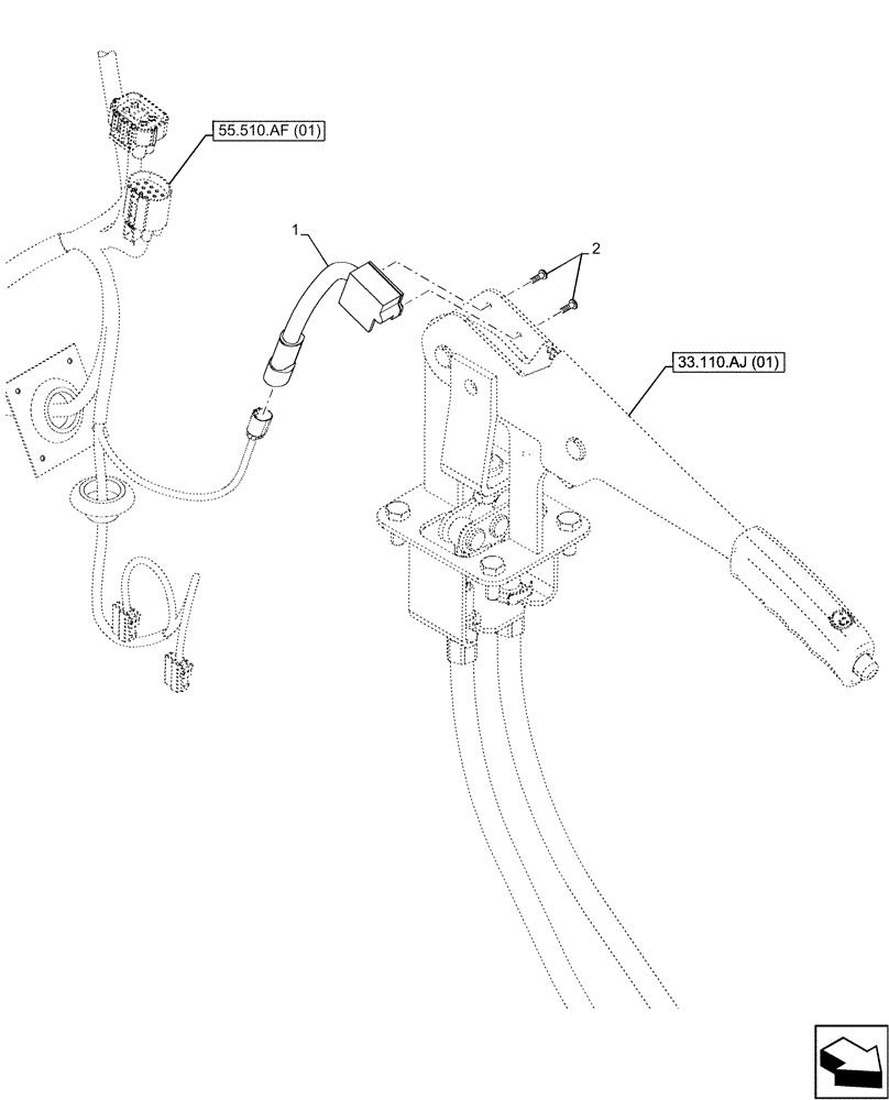 Схема запчастей Case IH MAXXUM 145 - (55.031.AF[02]) - VAR - 392195, 743764, 743766, 758413, 758414, 758415, 758416, 758581, 759375, 759377, 759379 - HAND BRAKE, SWITCH, CAB (55) - ELECTRICAL SYSTEMS