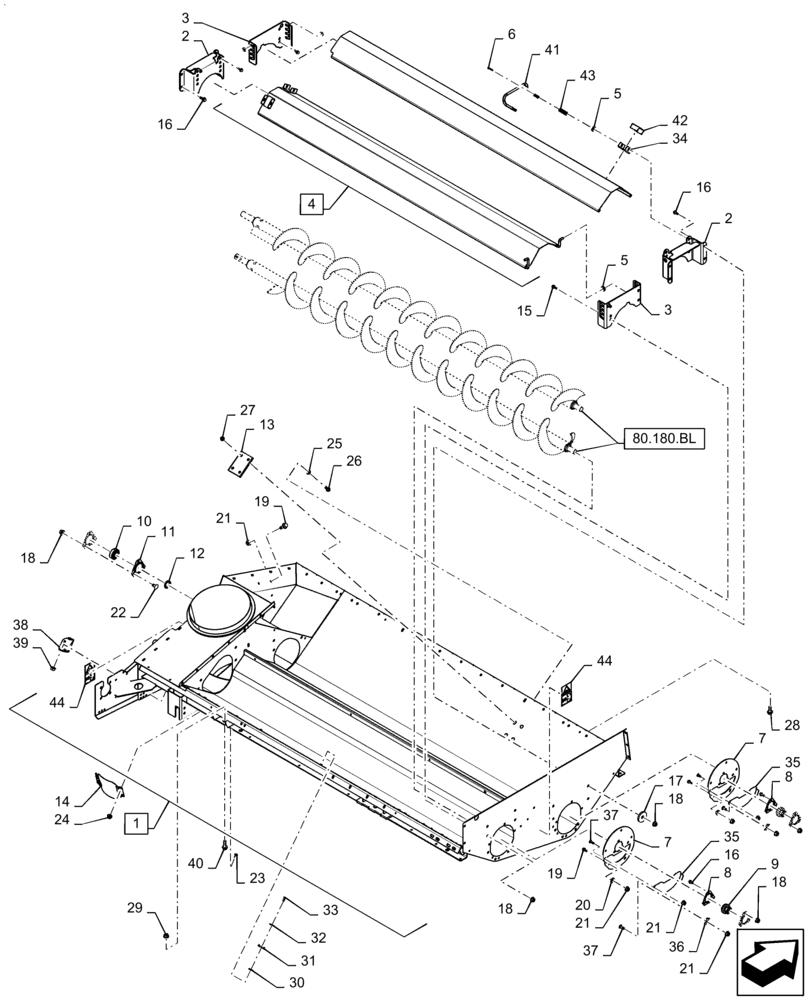 Схема запчастей Case IH 7240 - (80.150.AI[01]) - VAR - 722763, 722513, 425252, 425369 - , TROUGH, GRAIN TANK (80) - CROP STORAGE/UNLOADING