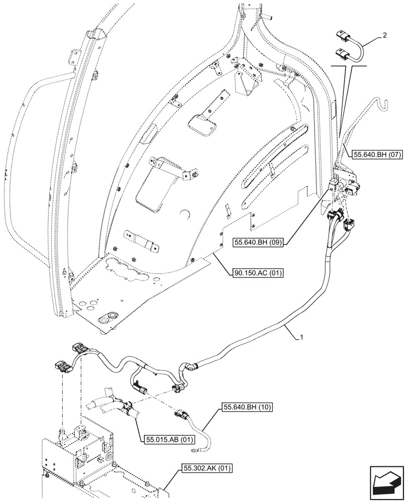 Схема запчастей Case IH MAXXUM 115 - (55.640.BH[08]) - VAR - 743795, 758624 - ISOBUS SOCKET, WIRE HARNESS (55) - ELECTRICAL SYSTEMS