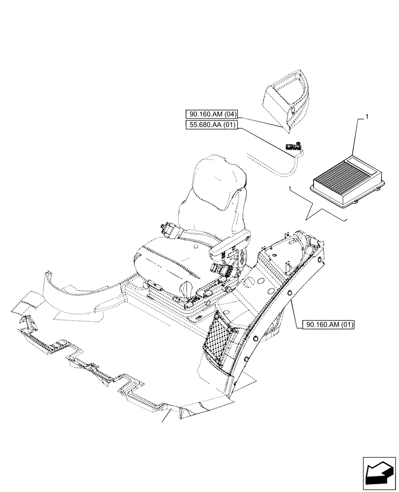 Схема запчастей Case IH PUMA 220 CVT - (55.680.AN[01]) - VAR - 337822, 338330, 758802, 758803, 758804, 758805, 758806, 758807 - AUTOGUIDANCE SYSTEM, CONTROLLER (55) - ELECTRICAL SYSTEMS