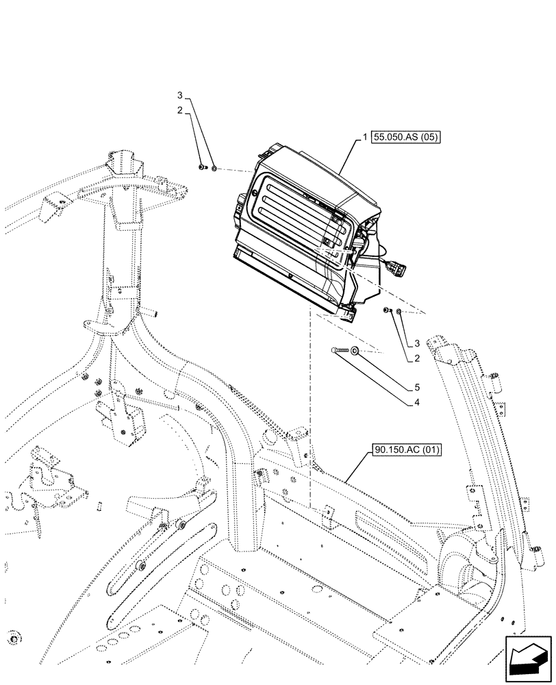 Схема запчастей Case IH MAXXUM 115 - (55.050.AS[04]) - VAR - 758482 - AIR CONDITIONING WITH ATC, BLOWER, MOUNTING (55) - ELECTRICAL SYSTEMS