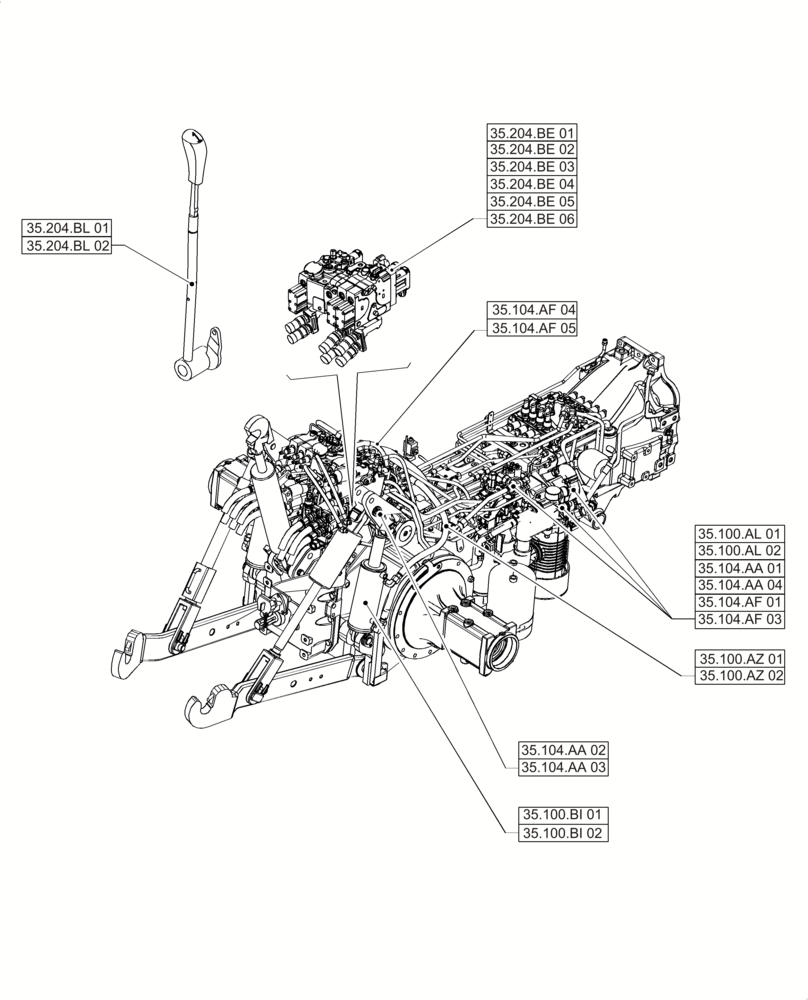 Схема запчастей Case IH PUMA 200 - (35.000.00) - PICTORIAL INDEX - HYDRAULIC SYSTEMS (35) - HYDRAULIC SYSTEMS