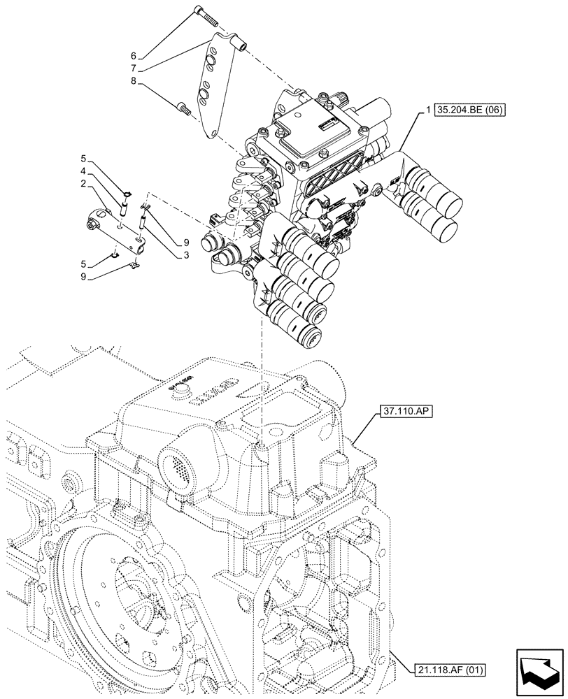 Схема запчастей Case IH MAXXUM 135 - (35.204.BE[05]) - VAR - 743685 - 4 REMOTE CONTROL VALVES, W/ MECHANICAL ENGAGEMENT,2, CONFIGURABLE,2, NOT CONFIGURABLE (35) - HYDRAULIC SYSTEMS