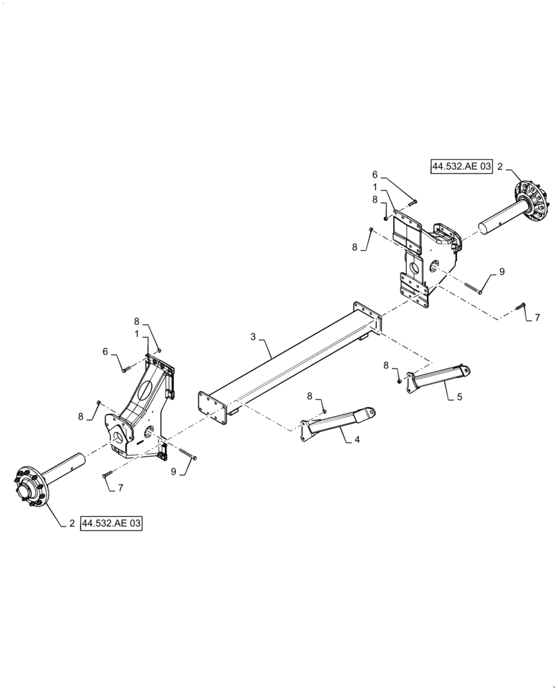 Схема запчастей Case IH 4585 - (27.550.AJ[01]) - NARROW REAR AXLE WITH SINGLE TIRES (27) - REAR AXLE SYSTEM