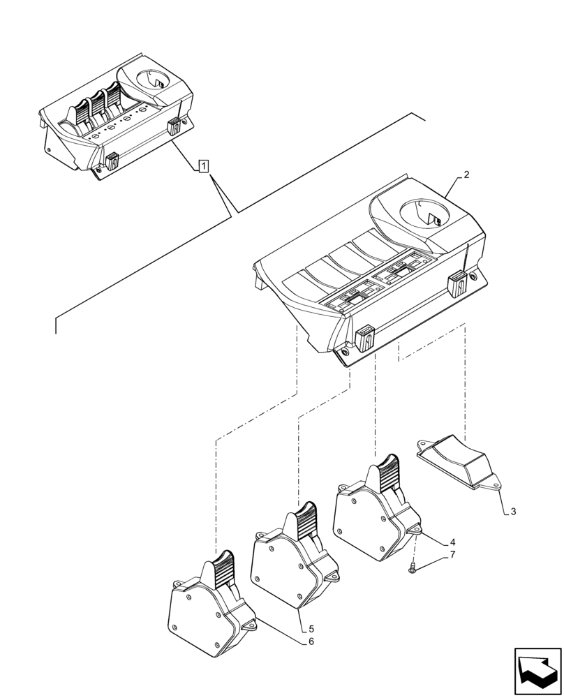 Схема запчастей Case IH MAXXUM 145 - (55.035.AH[02]) - VAR - 390856, 743686 - 3 REMOTE CONTROL VALVES (EHR), SWITCH, COMPONENTS (55) - ELECTRICAL SYSTEMS