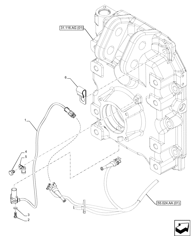 Схема запчастей Case IH MAXXUM 135 - (55.048.AI[04]) - VAR - 392195, 392204, 743764, 743766, 758413, 758414, 758415, 758416, 758581 - PTO, SPEEDOMETER (55) - ELECTRICAL SYSTEMS