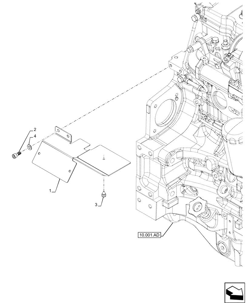 Схема запчастей Case IH MAXXUM 145 - (10.001.AK[02]) - VAR - 392195, 392204, 743764, 743766, 758413, 758414, 758415, 758416, 758581, 759375, 759377, 759379 - ENGINE, SUPPORT (10) - ENGINE