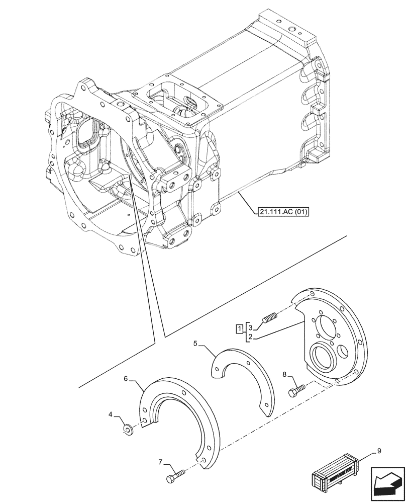 Схема запчастей Case IH MAXXUM 135 - (21.152.AM[02]) - VAR - 392195, 392204, 743764, 743766, 758413, 758414, 758415, 758416, 758581, 759375, 759377, 759379 - TRANSMISSION, SHAFT, COVER (21) - TRANSMISSION