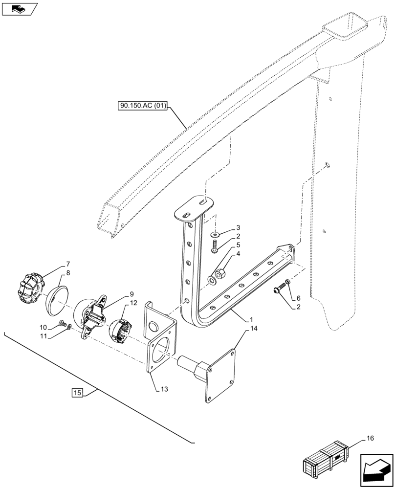 Схема запчастей Case IH FARMALL 115U - (88.100.90[03]) - DIA KIT, BRACKET MONITOR EQUIPMENT (88) - ACCESSORIES