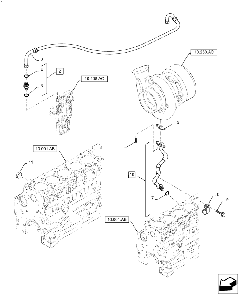 Схема запчастей Case IH PUMA2104 - (10.250.AE) - PIPING ENGINE OIL (10) - ENGINE