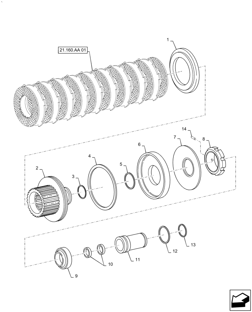 Схема запчастей Case IH PUMA1854 - (21.160.AA[02]) - 4WD ENGAGEMENT CLUTCH CONTROL - SPLINED HUB (21) - TRANSMISSION