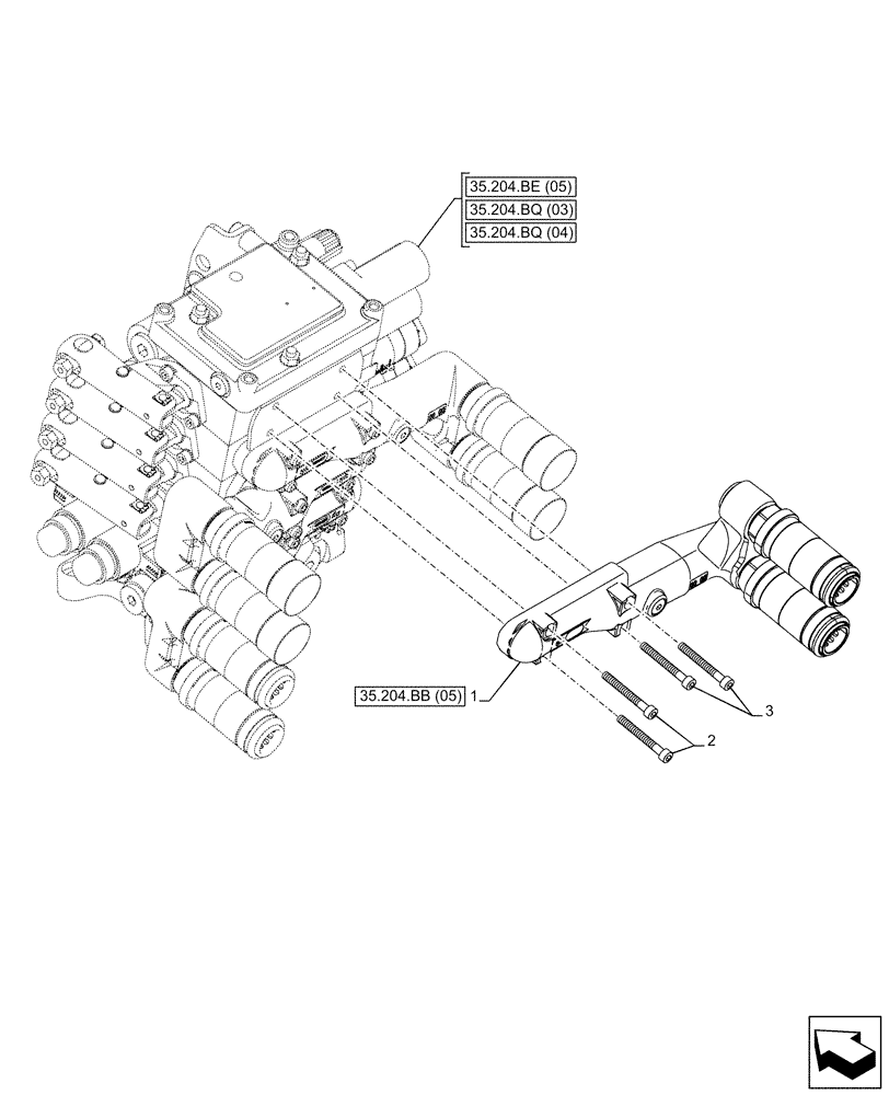 Схема запчастей Case IH MAXXUM 135 - (35.204.BB[04]) - VAR - 743685, 743733 - QUICK COUPLER (35) - HYDRAULIC SYSTEMS