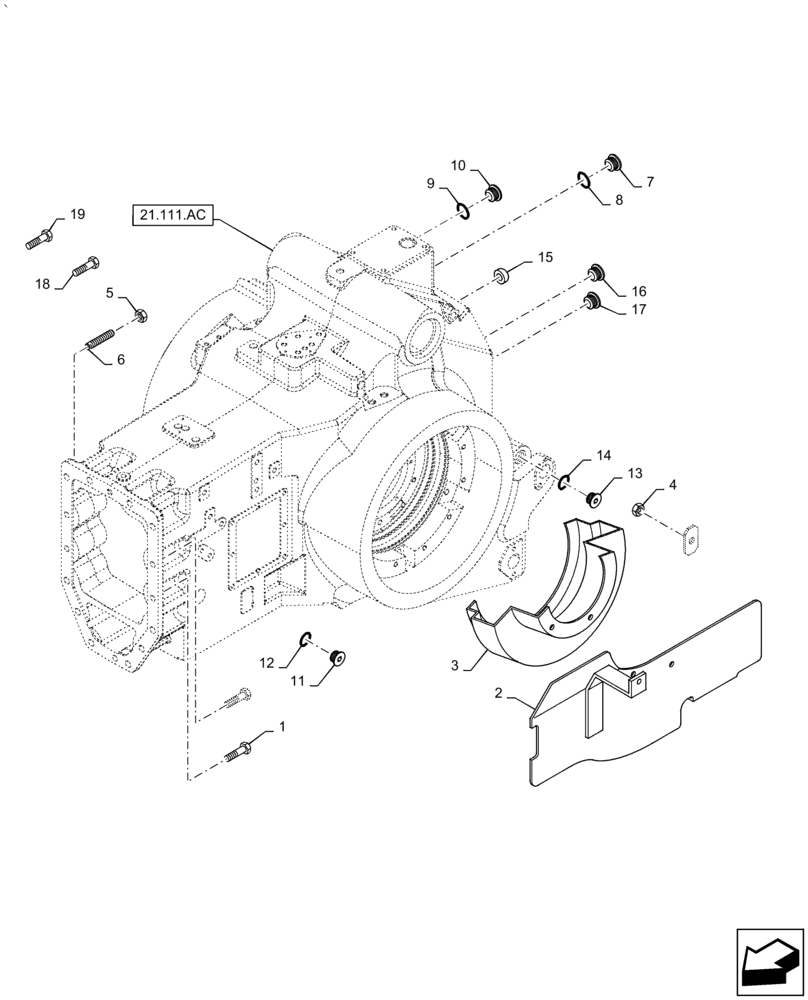 Схема запчастей Case IH PUMA 2304 - (21.118.AF) - CENTRAL HOUSING, TRANSMISSION BOX, GUARD (21) - TRANSMISSION