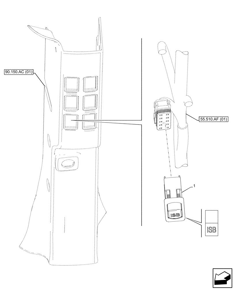 Схема запчастей Case IH MAXXUM 145 - (55.640.BH[04]) - VAR - 743795 - ISOBUS SOCKET, SWITCH (55) - ELECTRICAL SYSTEMS