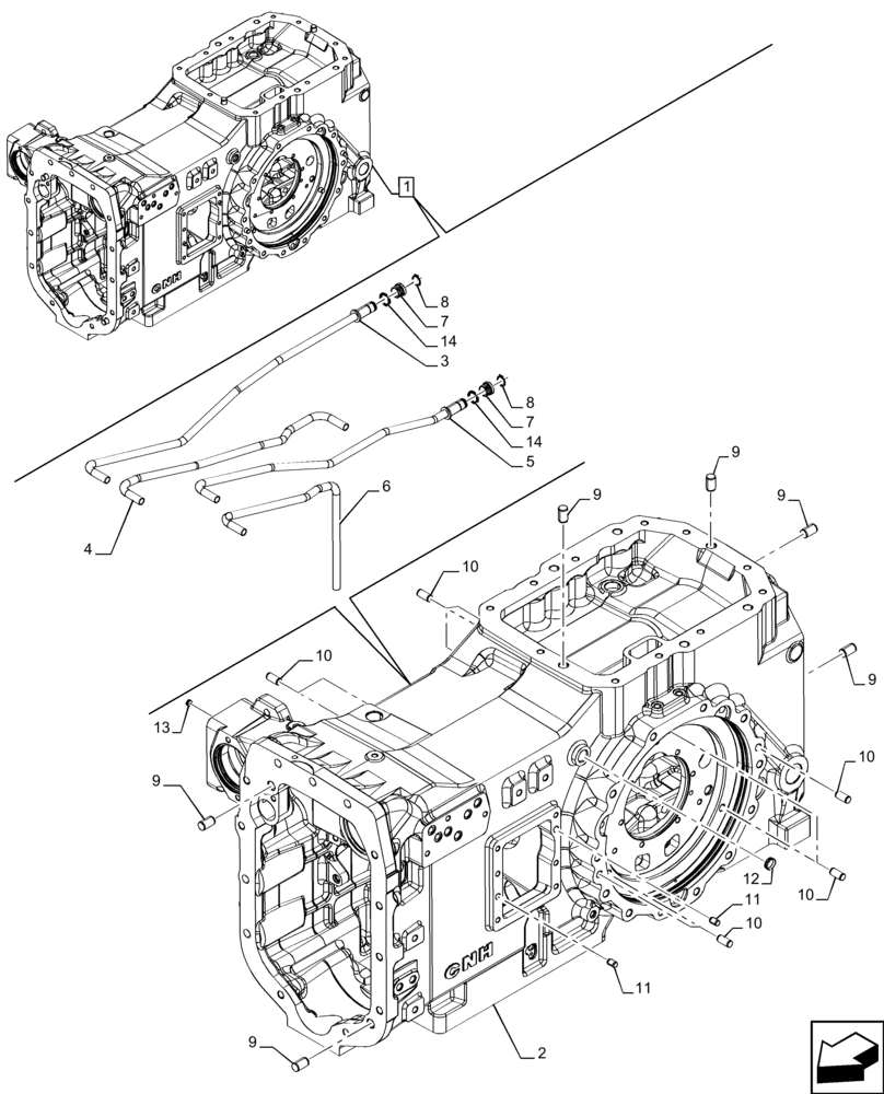 Схема запчастей Case IH MAXXUM 135 - (21.118.AF[02]) - VAR - 396247, 758442, 758549 - TRANSMISSION HOUSING, REAR (21) - TRANSMISSION