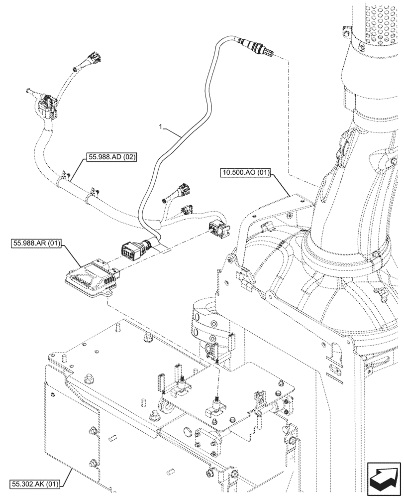 Схема запчастей Case IH MAXXUM 145 - (55.988.AR[02]) - VAR - 396247, 758442, 758549 - NH3 SENSOR (55) - ELECTRICAL SYSTEMS