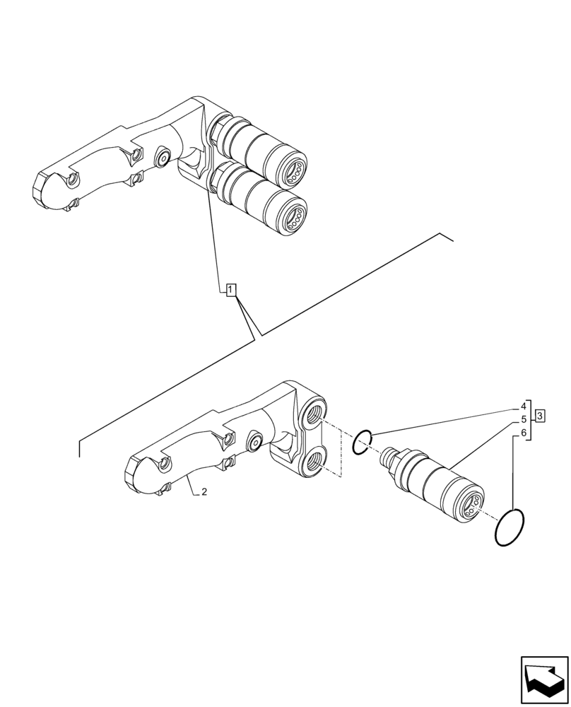 Схема запчастей Case IH MAXXUM 135 - (35.204.BB[03]) - VAR - 396844, 743685, 743686, 743733 - QUICK COUPLER, COMPONENTS (35) - HYDRAULIC SYSTEMS