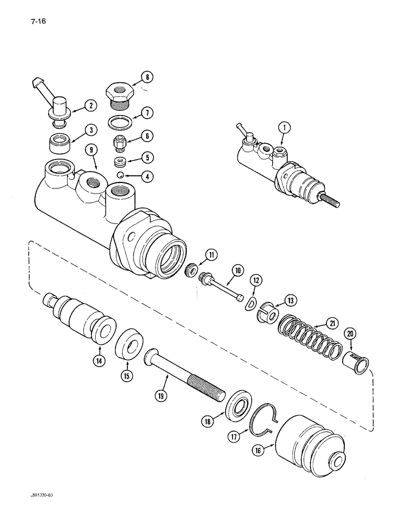 Схема запчастей Case IH 1680 - (7-016) - MASTER BRAKE CYLINDER ASSEMBLY (5.1) - BRAKES