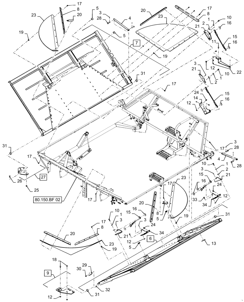 Схема запчастей Case IH 9240 - (80.150.BF[01]) - VAR - 425373 - COVER ASSY, GRAIN TANK (80) - CROP STORAGE/UNLOADING