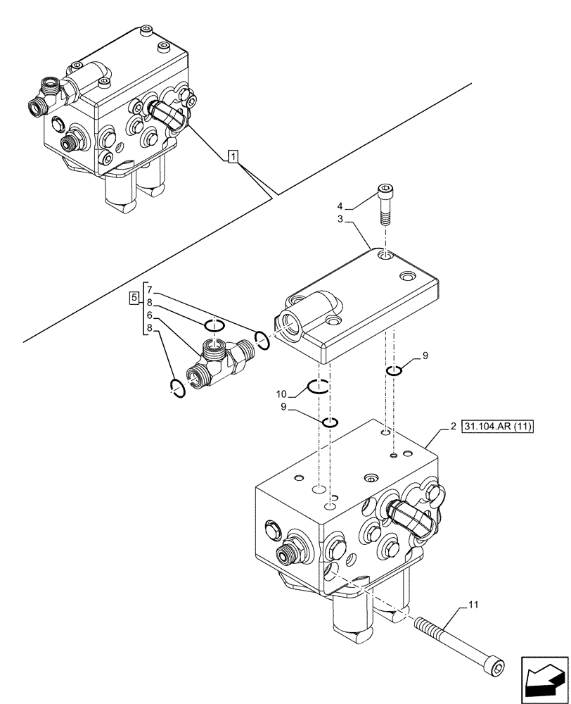 Схема запчастей Case IH MAXXUM 115 - (31.104.AR[10]) - VAR - 392195, 392204, 758413, 758415, 758581 - PTO CLUTCH, CONTROL VALVE, COMPONENTS (35KPH) (40KPH) (16X16) (31) - IMPLEMENT POWER TAKE OFF