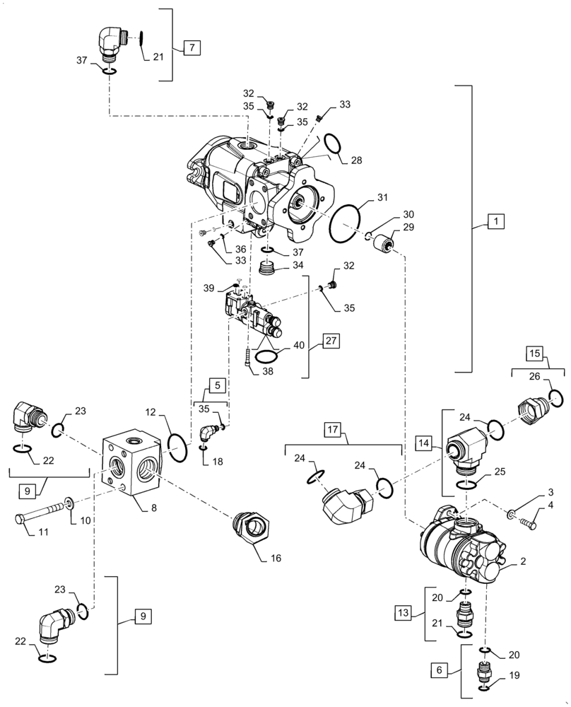 Схема запчастей Case IH 6140 - (35.106.AD) - TANDEM GEAR PUMP (35) - HYDRAULIC SYSTEMS