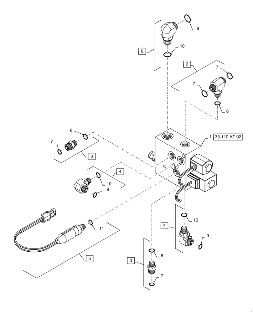 Схема запчастей Case IH 6140 - (33.110.AT[01]) - PARKING BRAKE VALVE (33) - BRAKES & CONTROLS