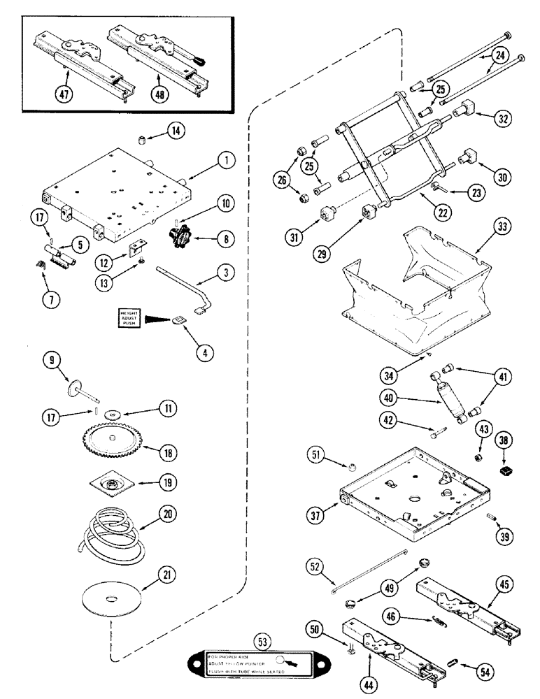 Схема запчастей Case IH 2394 - (9-052) - CLOTH SEAT, WITH ISOLATOR ATTACHMENT (09) - CHASSIS/ATTACHMENTS