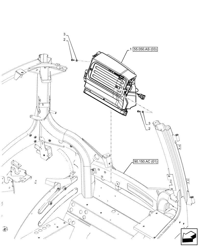 Схема запчастей Case IH MAXXUM 145 - (55.050.AS[01]) - VAR - 390643 - AIR CONDITIONING, BLOWER, MOUNTING (55) - ELECTRICAL SYSTEMS