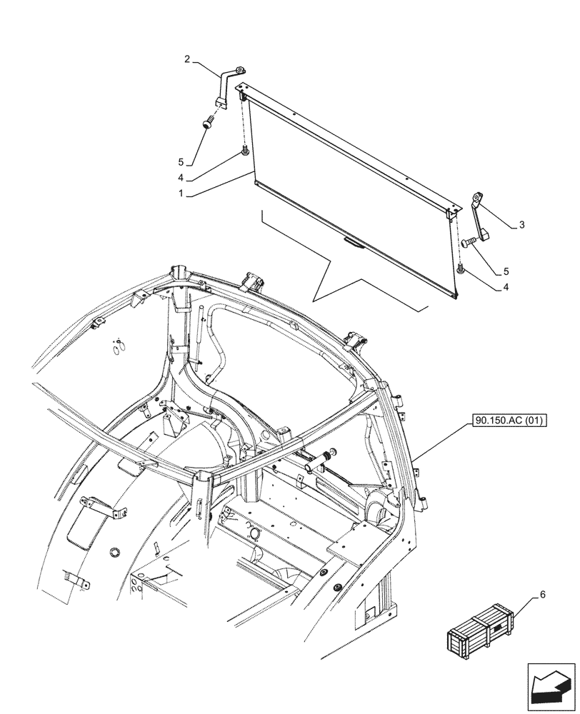 Схема запчастей Case IH PUMA 165 - (90.151.AE[01]) - VAR - 758131, 758133, 758265, 758666, 758667, 758668, 758669, 759265 - SUN VISOR (90) - PLATFORM, CAB, BODYWORK AND DECALS