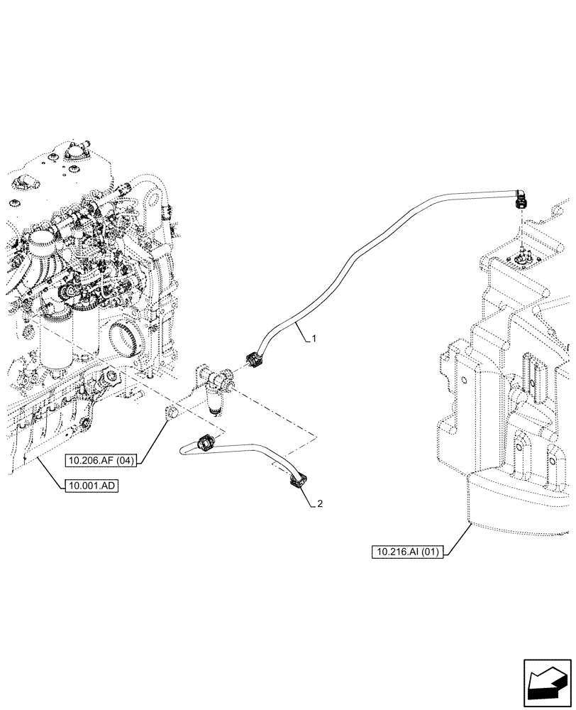 Схема запчастей Case IH MAXXUM 145 - (10.216.BA[04]) - VAR - 758223, 758235, 758240, 758241, 758530, 758533 - FUEL TANK, LINE, 4 CYLINDER (10) - ENGINE