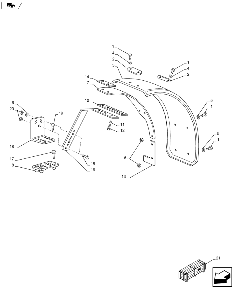 Схема запчастей Case IH FARMALL 115U - (88.100.90[02]) - DIA KIT, FRONT FENDER, FIXED (88) - ACCESSORIES