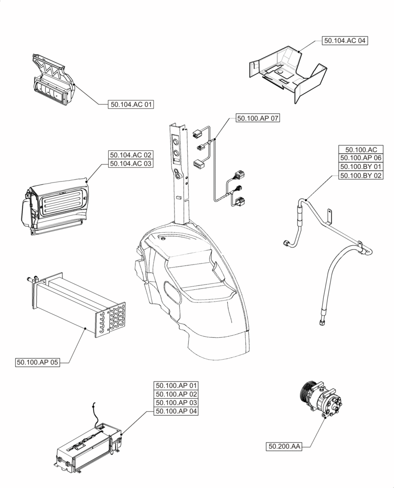 Схема запчастей Case IH PUMA 230 - (50.000.00) - PICTORIAL INDEX - CAB CLIMATE CONTROL (50) - CAB CLIMATE CONTROL