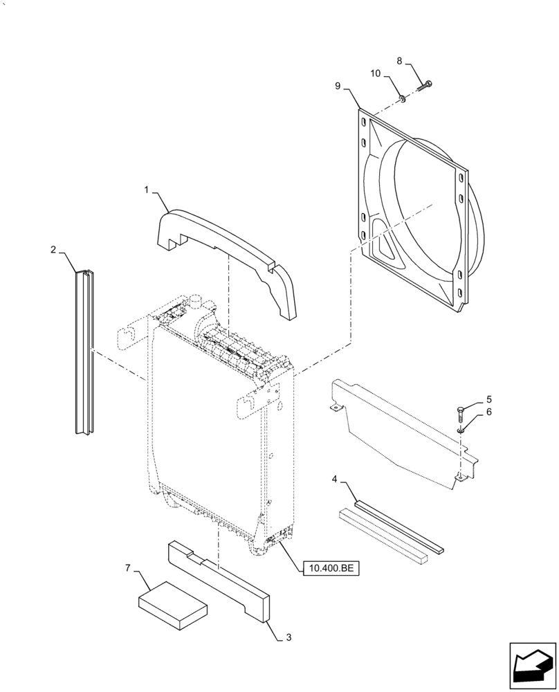 Схема запчастей Case IH PUMA2104 - (10.400.BF[03]) - RADIATOR DUCT, SEAL (10) - ENGINE