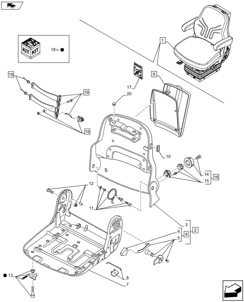 Схема запчастей Case IH FARMALL 75C - (90.124.0101[09]) - DRIVER SEAT, W/ CAB (VAR.332850) - BEGINE YR 26-JUL-2013 (90) - PLATFORM, CAB, BODYWORK AND DECALS