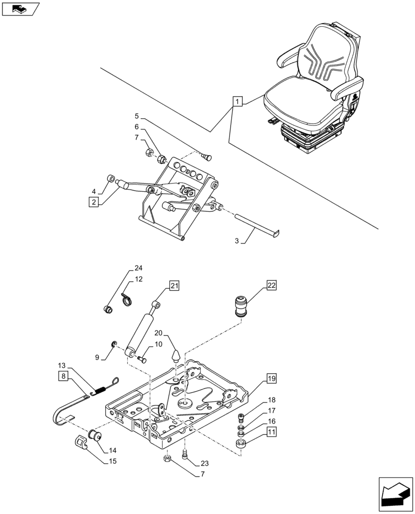 Схема запчастей Case IH FARMALL 75C - (90.124.0101[12]) - DRIVER SEAT, W/ CAB (VAR.332850) - BEGINE YR 26-JUL-2013 (90) - PLATFORM, CAB, BODYWORK AND DECALS