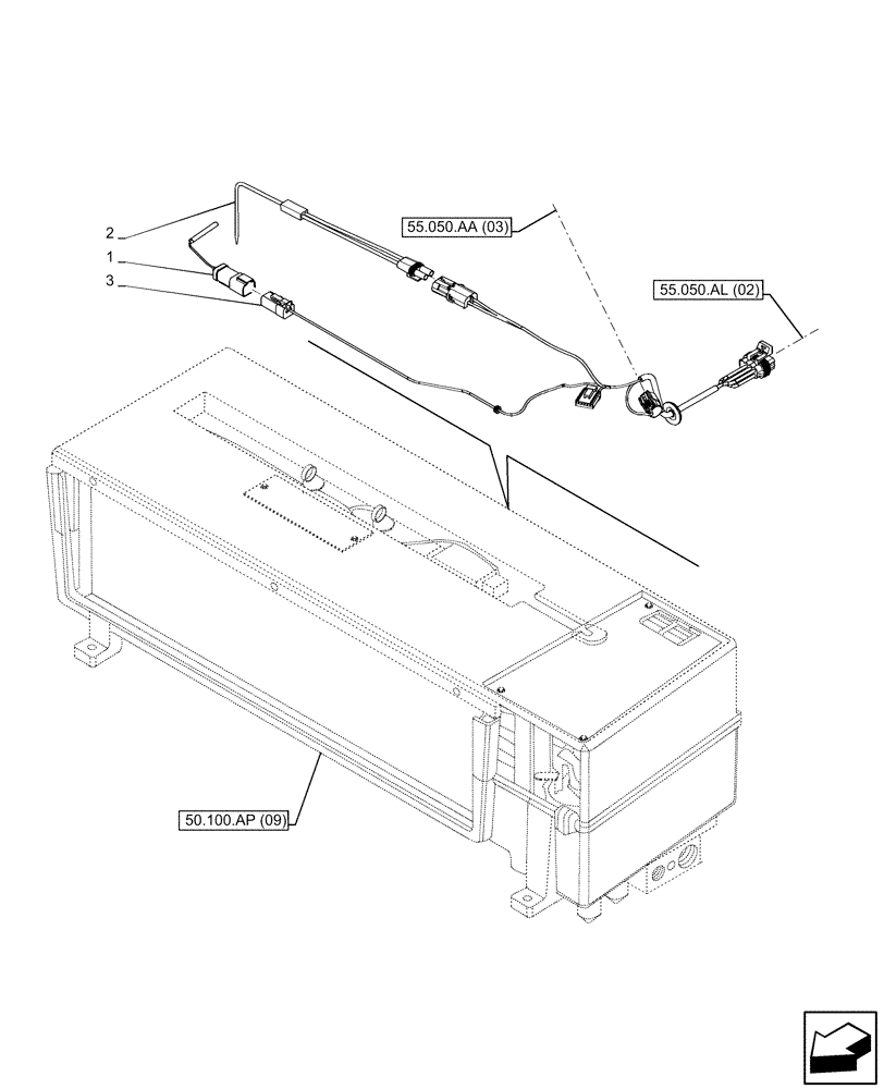 Схема запчастей Case IH MAXXUM 145 - (55.050.AT[04]) - VAR - 390643, 758482 - THERMOSTAT (55) - ELECTRICAL SYSTEMS