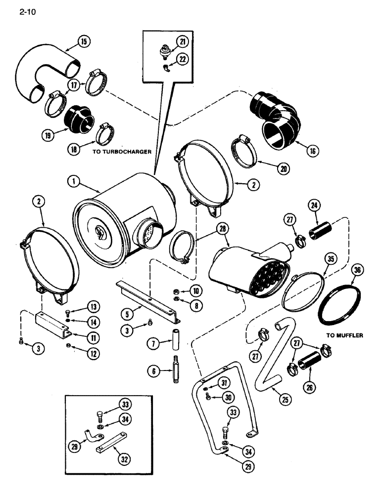 Схема запчастей Case IH 3394 - (2-10) - AIR INDUCTION SYSTEM (02) - ENGINE