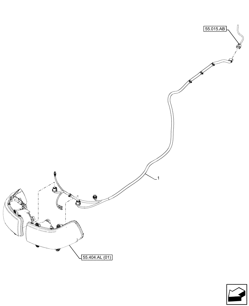 Схема запчастей Case IH MAXXUM 145 - (55.511.AF) - FRONT LIGHT, WIRE HARNESS (55) - ELECTRICAL SYSTEMS