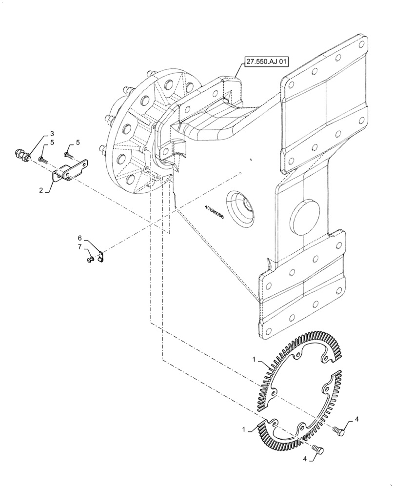 Схема запчастей Case IH 3445 - (44.530.AF[01]) - WHEEL SPEED SENSOR, SINGLE WHEEL (44) - WHEELS