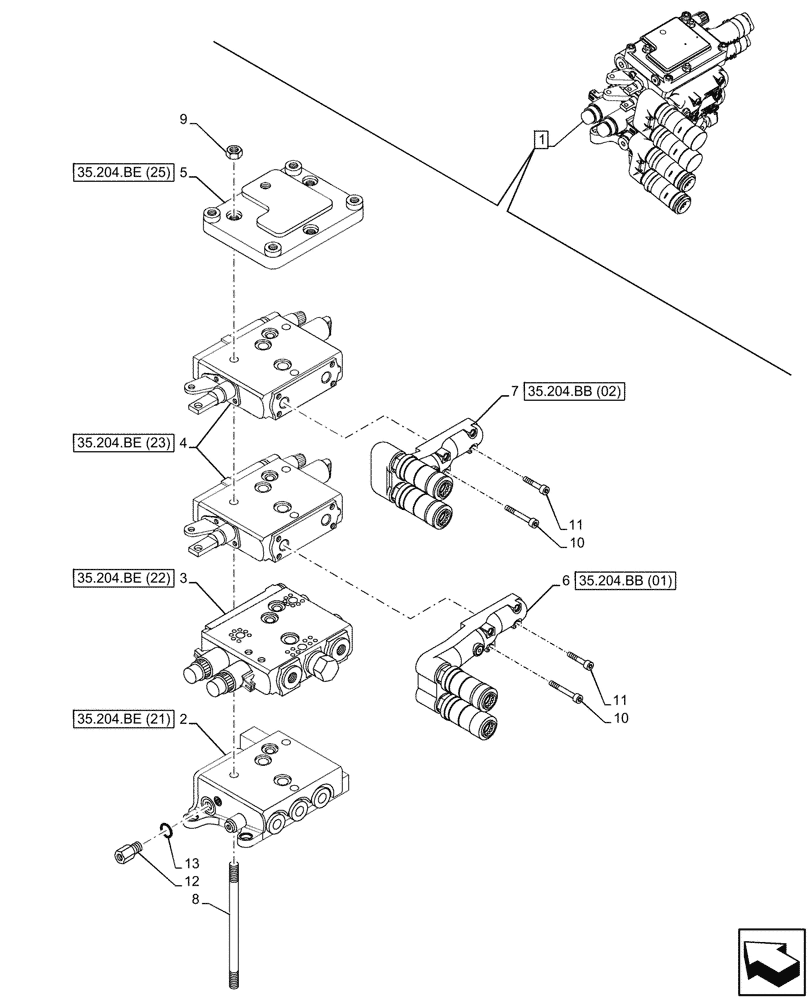 Схема запчастей Case IH MAXXUM 115 - (35.204.BE[16]) - VAR - 743740 - 2 REMOTE CONTROL VALVES, W/ MECHANICAL ENGAGEMENT, 2, CONFIGURABLE, COMPONENTS (35) - HYDRAULIC SYSTEMS