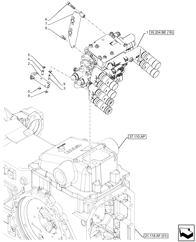 Схема запчастей Case IH MAXXUM 150 - (35.204.BE[17]) - VAR - 743741 - 3 REMOTE CONTROL VALVES, W/ MECHANICAL ENGAGEMENT, 2, CONFIGURABLE, 1, NOT CONFIGURABLE (35) - HYDRAULIC SYSTEMS