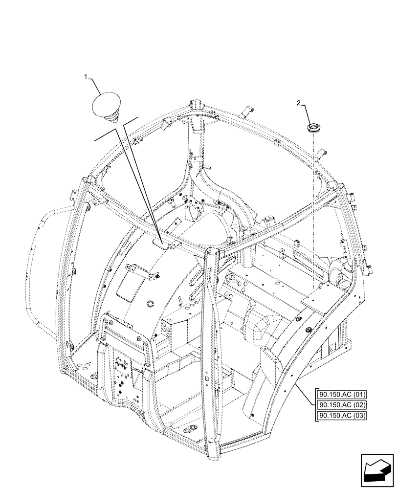 Схема запчастей Case IH MAXXUM 135 - (90.150.AW) - VAR - 391610, 758479, 758480, 758481 - CAB FLOOR, PLASTIC PLUG (90) - PLATFORM, CAB, BODYWORK AND DECALS