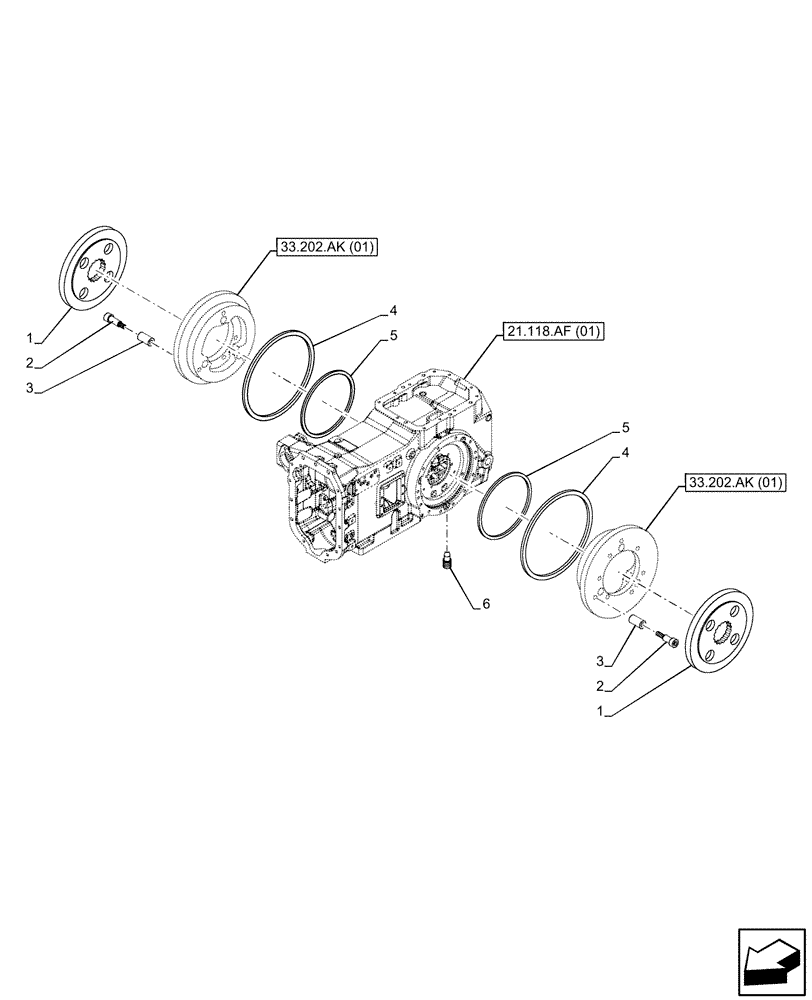 Схема запчастей Case IH MAXXUM 145 - (33.202.AK[04]) - VAR - 390199 - REAR AXLE, BRAKE DISC (33) - BRAKES & CONTROLS