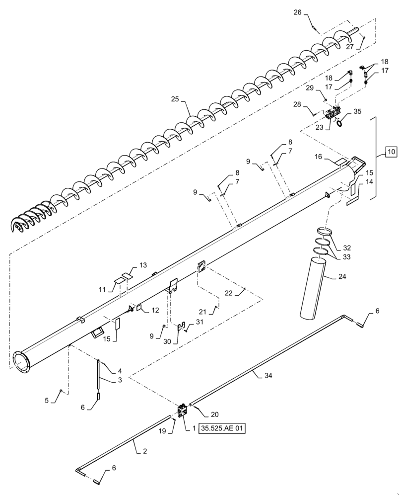 Схема запчастей Case IH 4955 - (77.100.AB[07]) - 435, 460, 580 BUSHEL, 10" HYDRAULIC AUGER MOTOR ASSY (77) - SEEDING/PLANTING