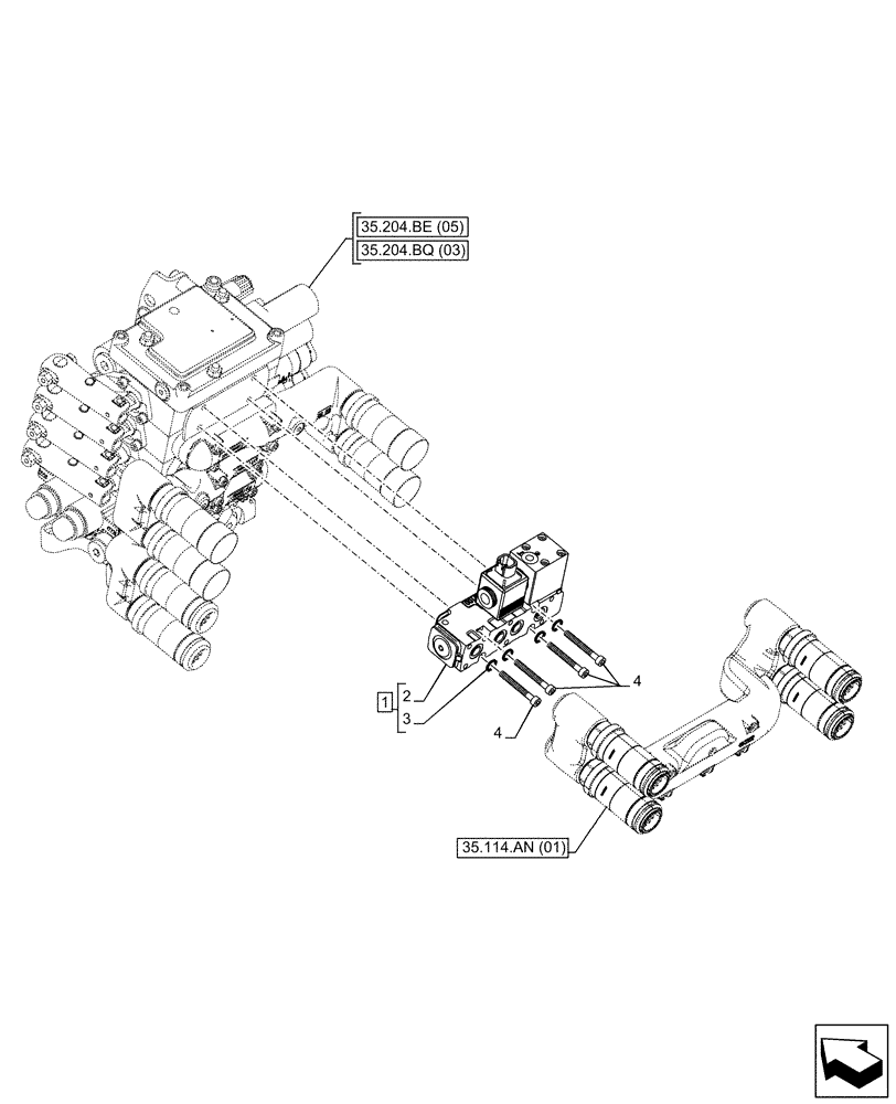 Схема запчастей Case IH MAXXUM 145 - (55.035.AJ[01]) - VAR - 758642 - CONTROL VALVE, REAR, DIVERTER (55) - ELECTRICAL SYSTEMS