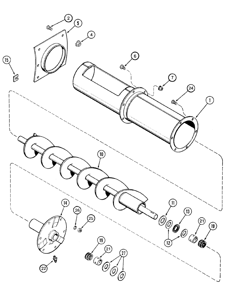 Схема запчастей Case IH 2344 - (09D-08) - AUGER ASSEMBLY - TAILINGS DELIVERY (16) - GRAIN ELEVATORS & AUGERS