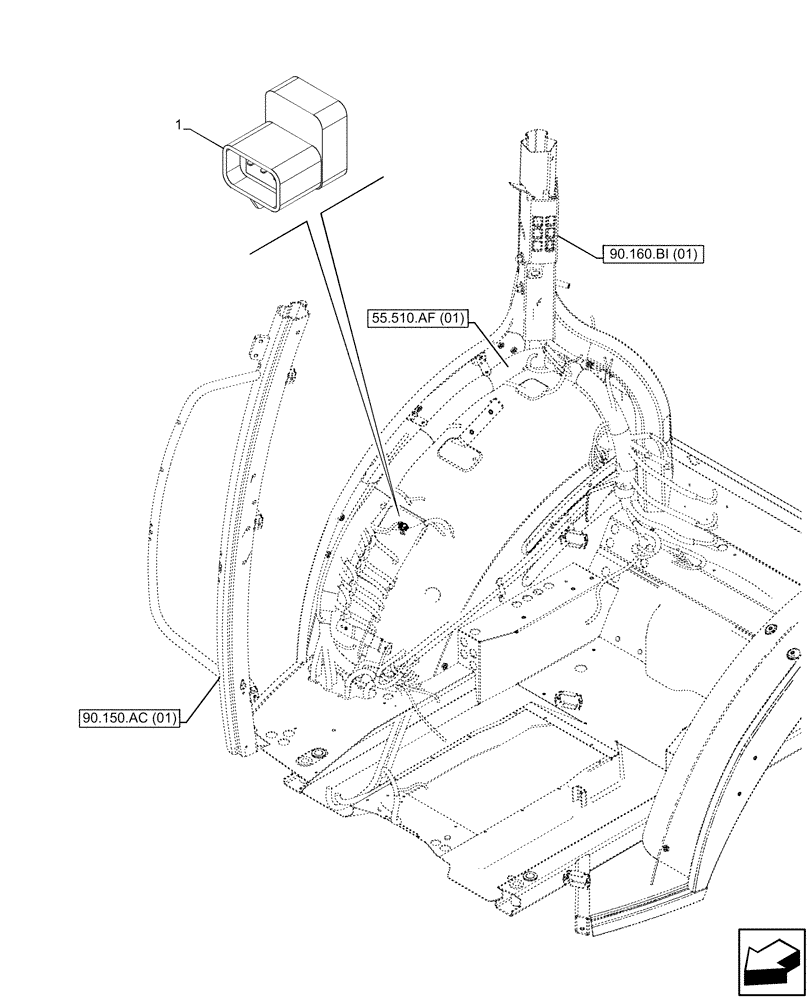 Схема запчастей Case IH MAXXUM 145 - (55.640.BH[05]) - VAR - 743795 - ISOBUS SOCKET, TERMINAL CONNECTOR (55) - ELECTRICAL SYSTEMS