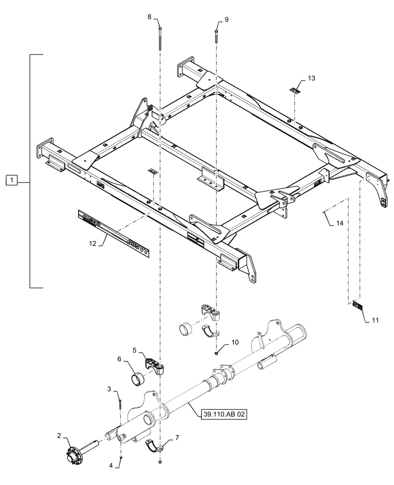 Схема запчастей Case IH TRUE-TANDEM 335VT - (39.110.AB[04]) - MAIN FRAME, ROCKSHAFT 28,31 FOOT (39) - FRAMES AND BALLASTING
