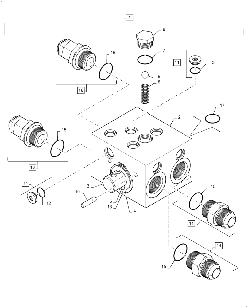 Схема запчастей Case IH 4585 - (35.525.AE[01]) - 435, 460, 580 BUSHEL, HYDRAULIC AUGER CONTROL VALVE (35) - HYDRAULIC SYSTEMS