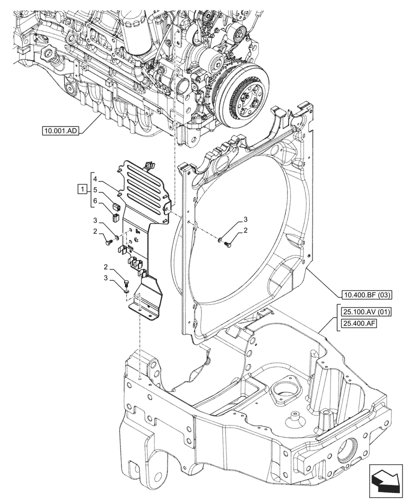 Схема запчастей Case IH MAXXUM 150 - (10.001.AK[01]) - VAR - 392195, 392204, 743764, 743766, 758413, 758414, 758415, 758416, 758581, 759375, 759377, 759379 - ENGINE, SUPPORT (10) - ENGINE